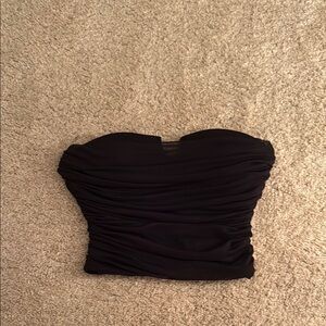 Black Strapless Ruched Top
